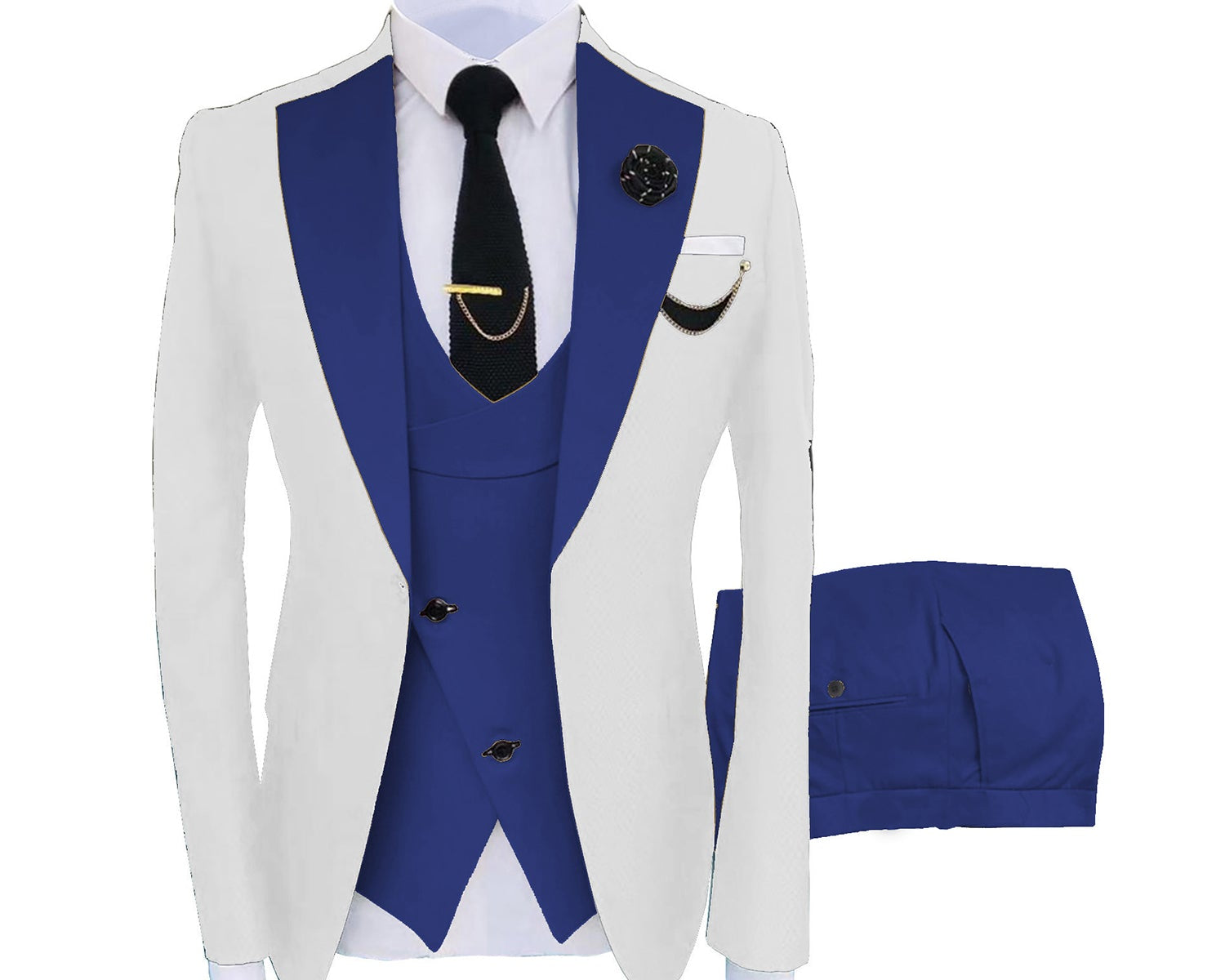 Muški kostim slim fit tri dela sa centralnim prorezom