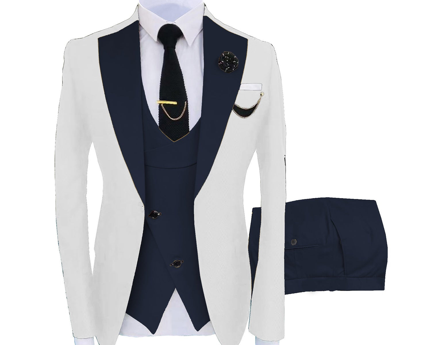 Muški Kostim Slim Fit Tri Delni Sa Središnjim Rasklapanjem
