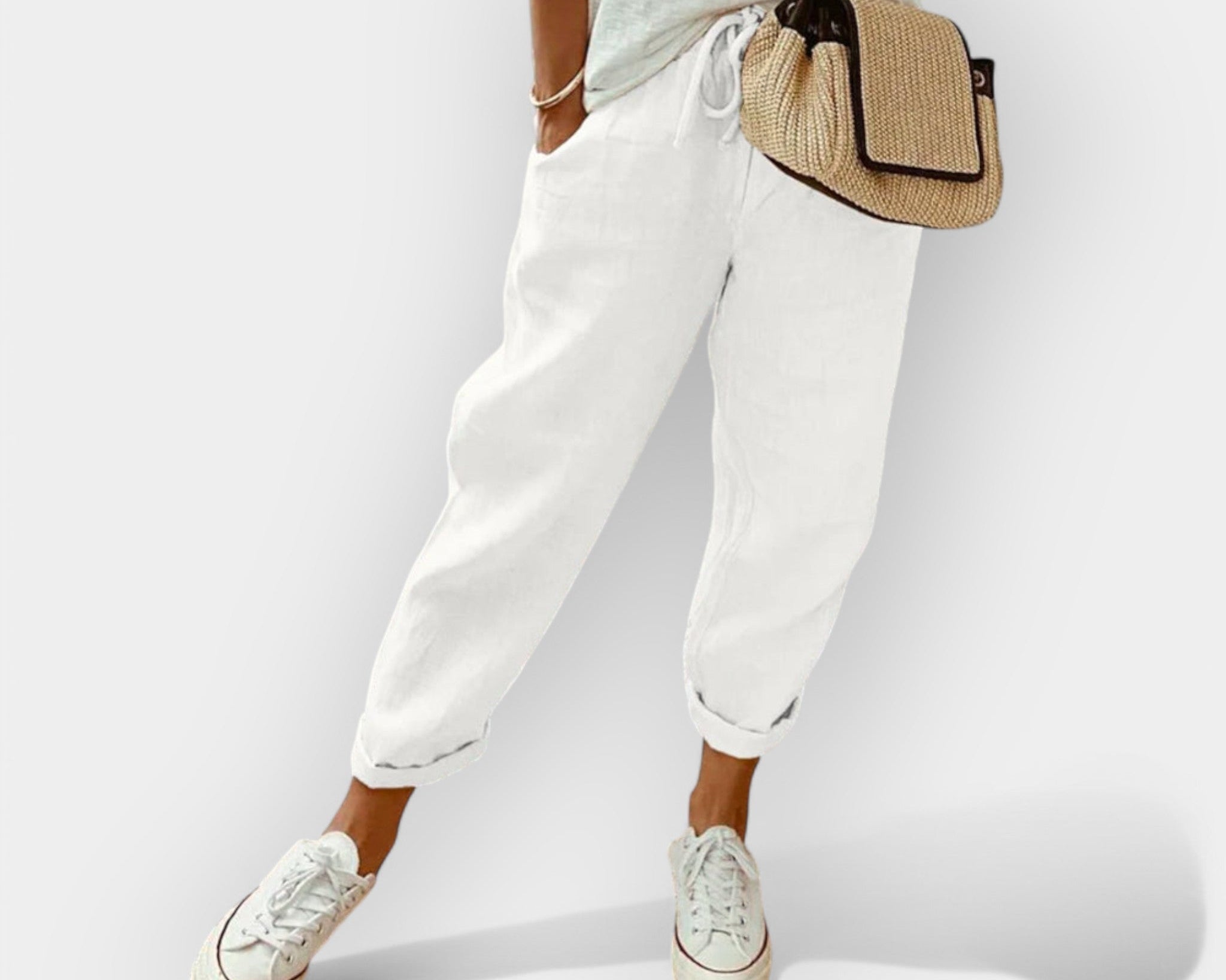 Helga | Stilizovane ležerne lanene pantalone