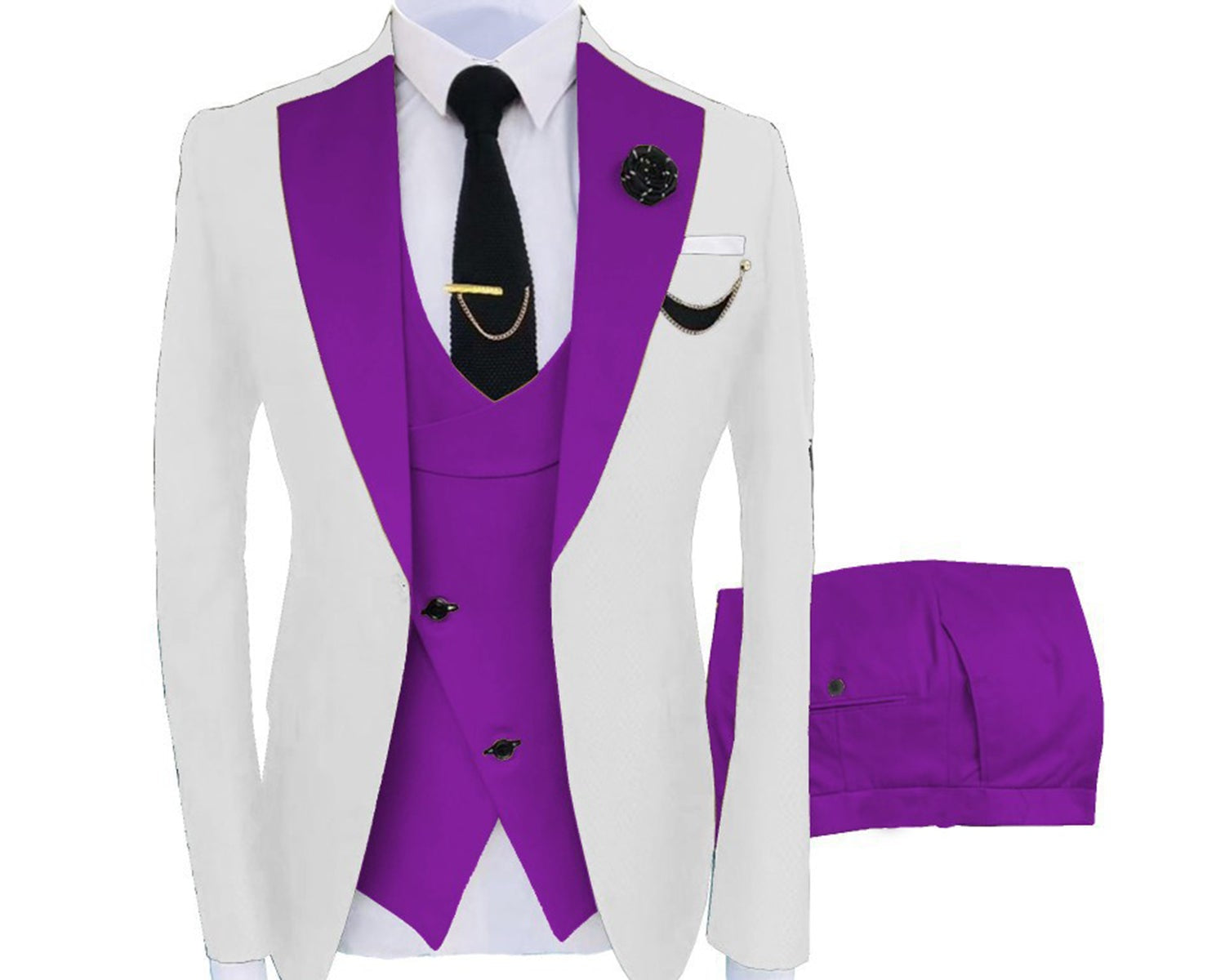 Muški kostim slim fit tri dela sa centralnim prorezom
