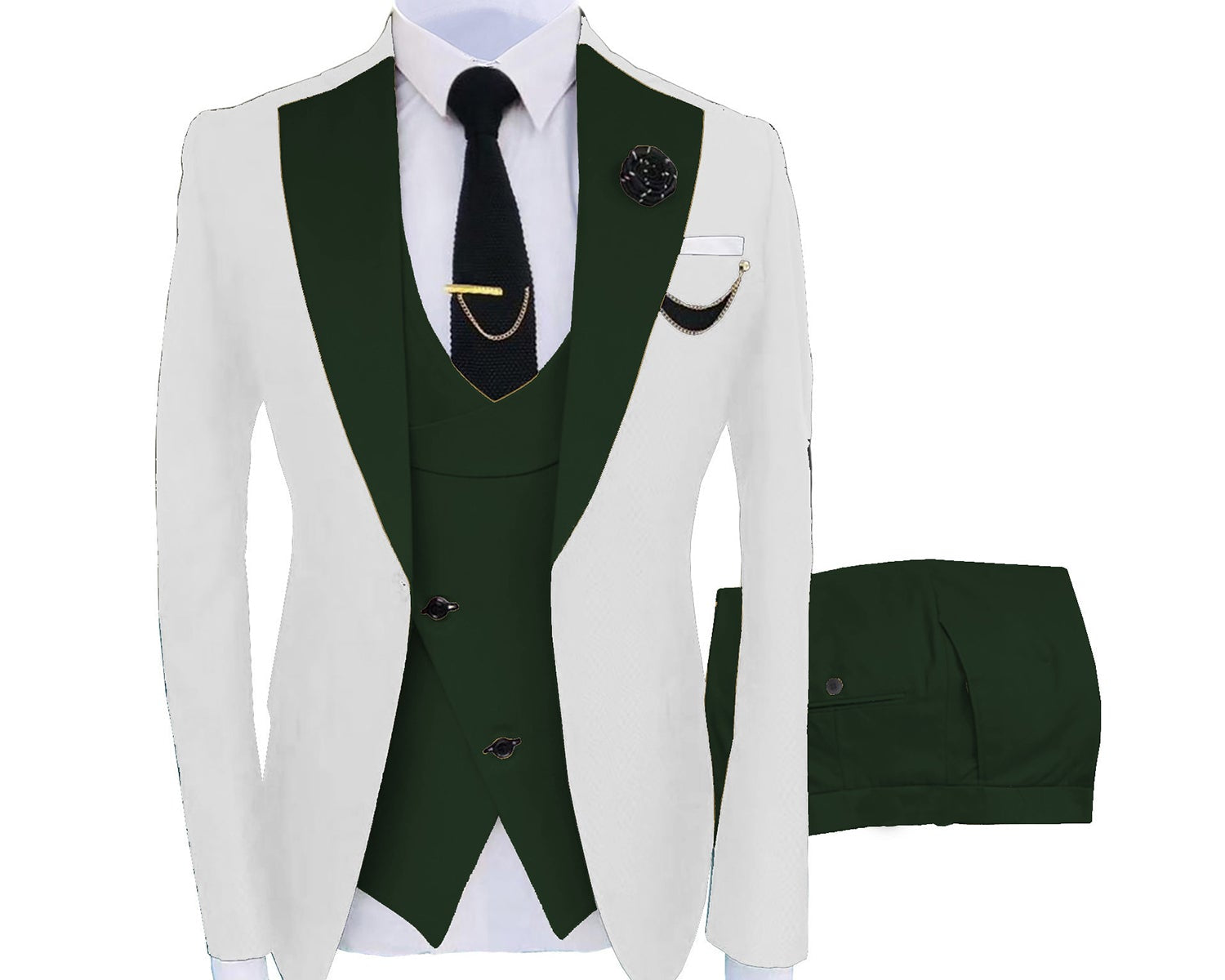 Muški kostim slim fit tri dela sa centralnim prorezom