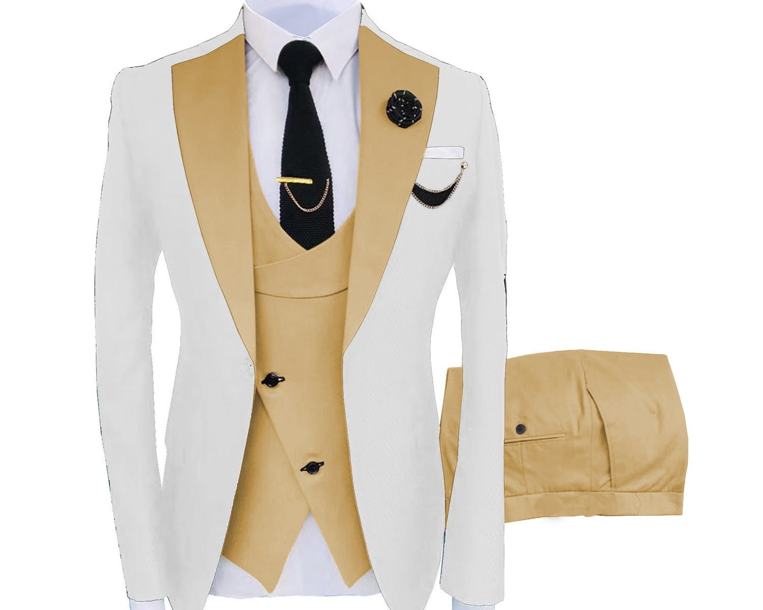 Muški kostim slim fit tri dela sa centralnim prorezom
