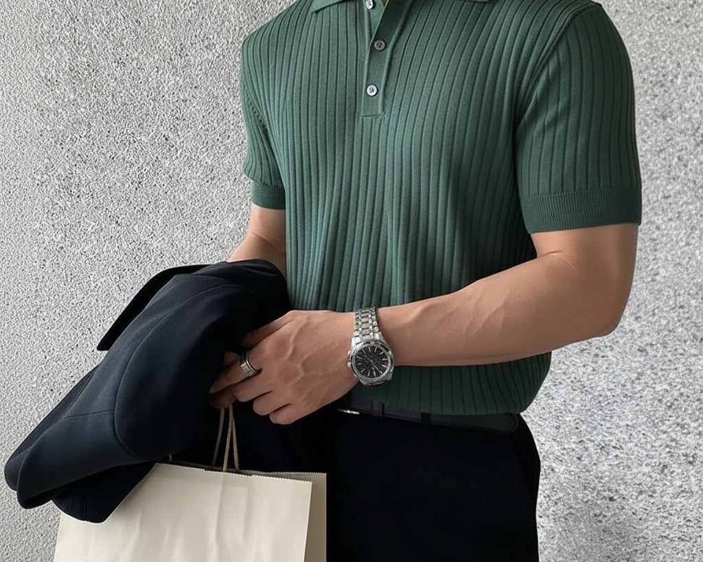 Polo majica sa rebrastim uzorkom