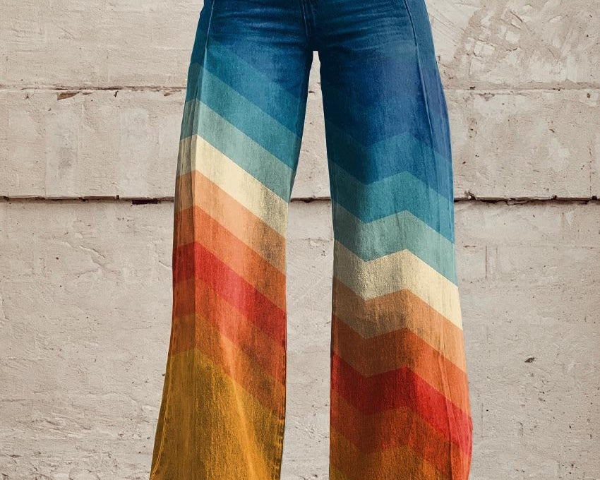 Léa - Elegantne Retro-Zigzag Pantalone